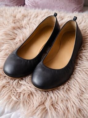 J. Crew Black Leather Ballet Flats